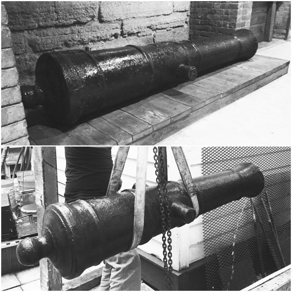 On top is the Industry cannon from 1764  and below it is the Wrecked! cannon from 1782