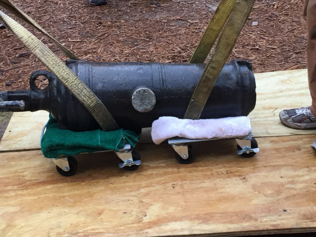 A short roll across campus brought the carronade to its second-to-last conservation step in the hot bath.