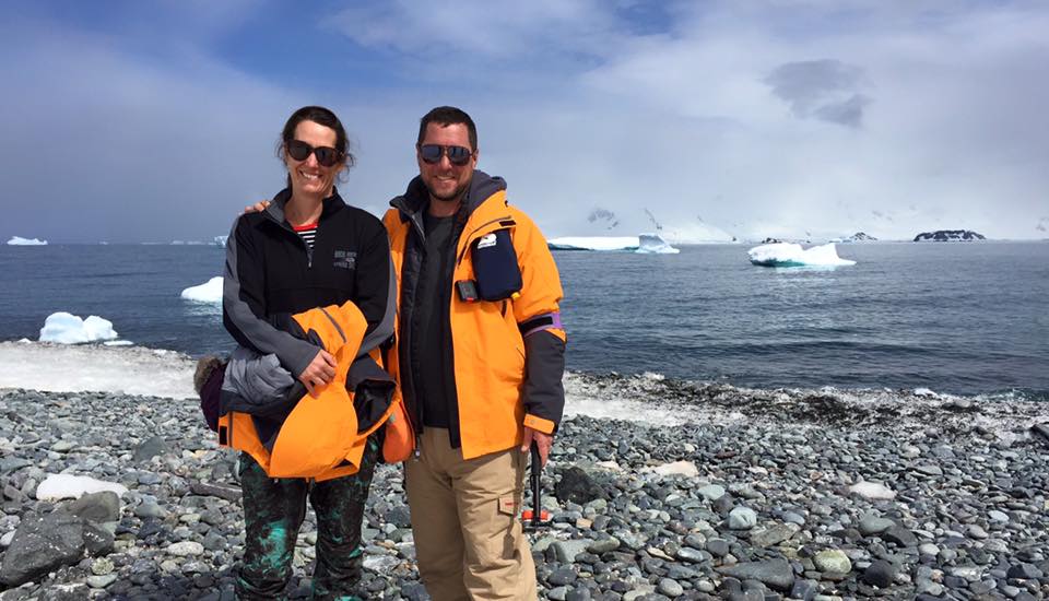 Kevin Carrigan with his wife, Mary, on one of their expeditions to South Florida. I meant the South Pole! Photo courtesy of Kevin Carrigan.